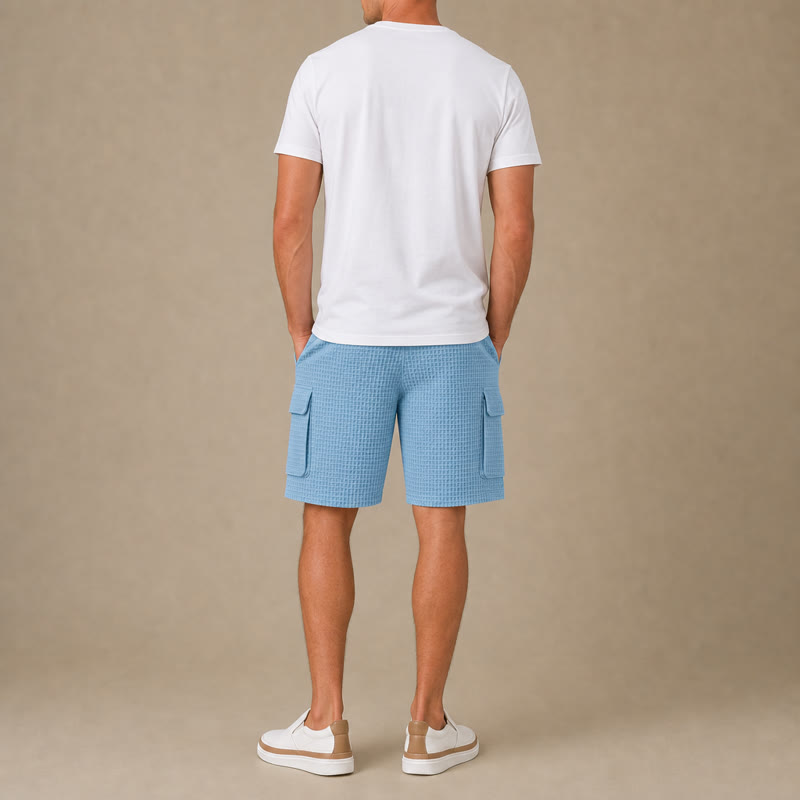 Lightweight Waffle Cargo Shorts With Pocket
