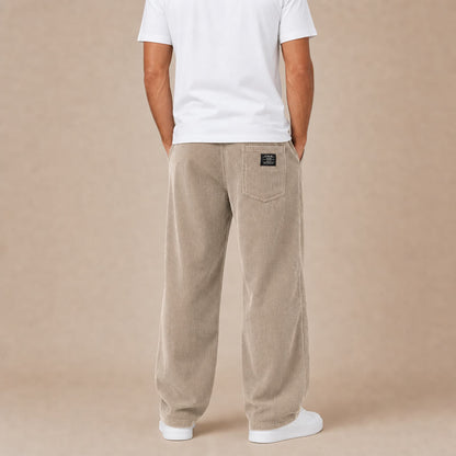 Textured Comfort Corduroy Pants With Elastic Waist