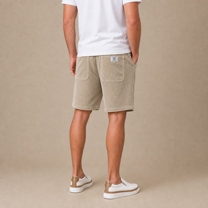 Men's Elastic Waist Corduroy Shorts-Summer Comfort Casual Shorts
