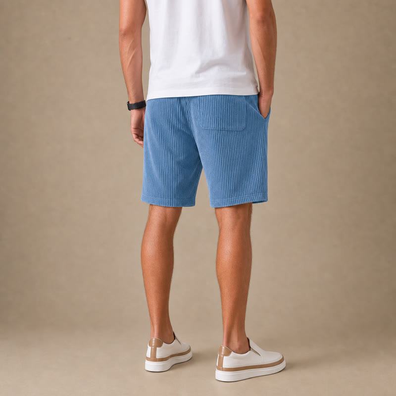 Men's Corduroy Shorts-Casual Pocket Shorts, Knee Length