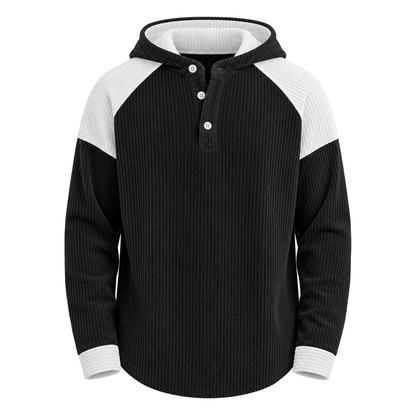 Colorblock Textured Corduroy Hoodie