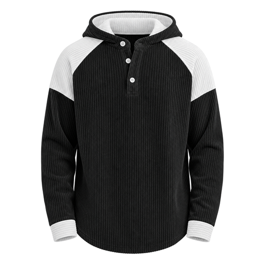Colorblock Textured Corduroy Hoodie