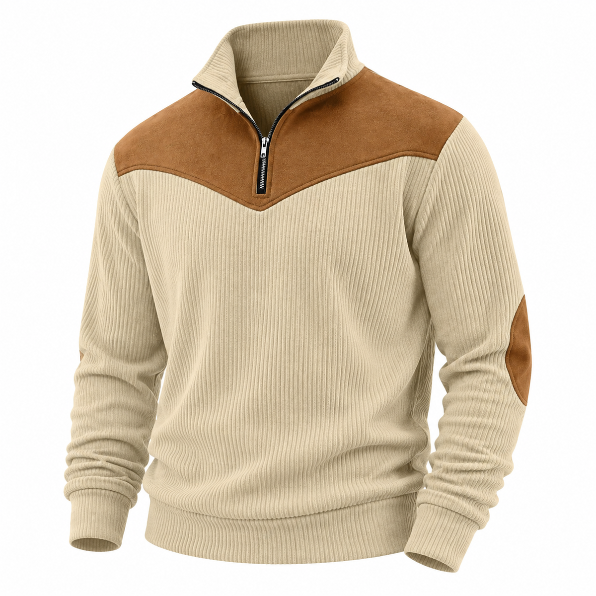 Colorblock Corduroy Quarter Zip Sweatshirt