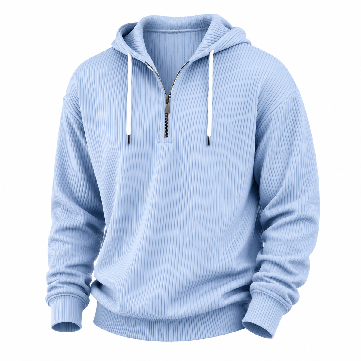 Textured Corduroy Quarter Zip Hoodie