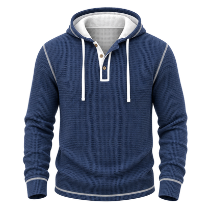 Textured Waffle Hooded Henley