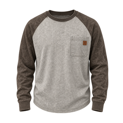 Colorblock Washed 100% Cotton T-Shirts With Pocket