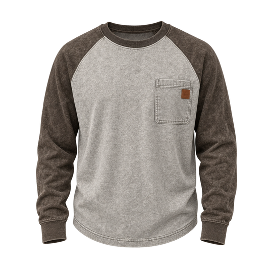 Colorblock Washed 100% Cotton T-Shirts With Pocket