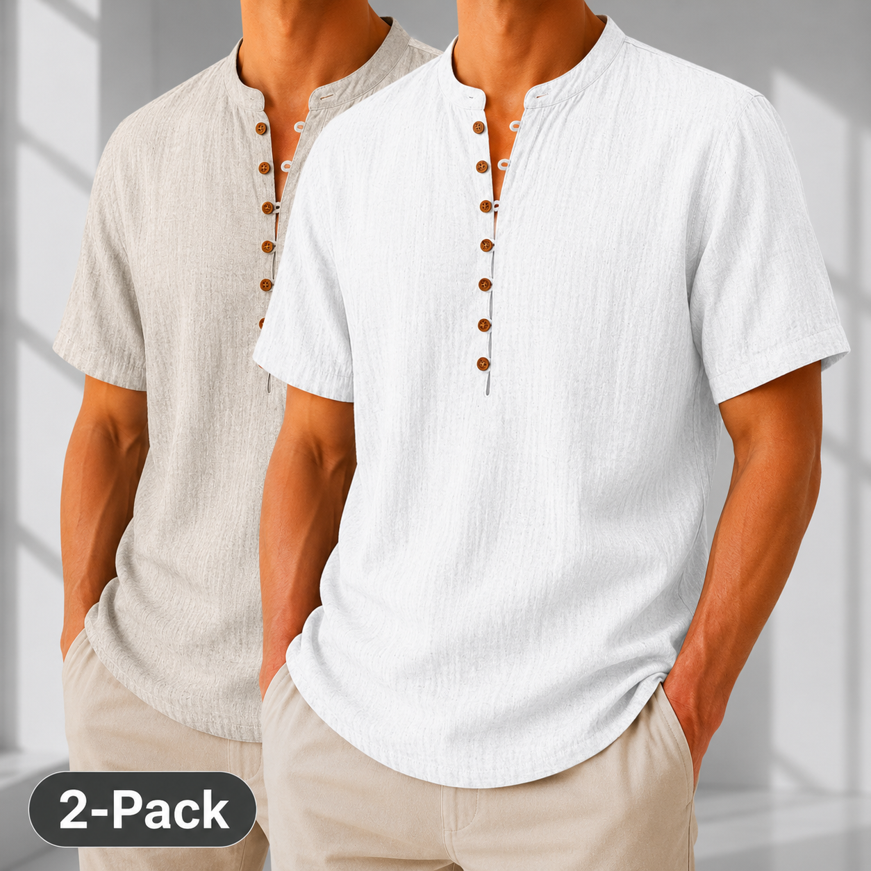 2-Pack Linen Popover Shirts
