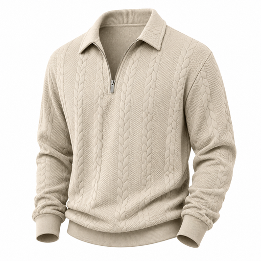 Soft Jacquard Quarter Zip Polo