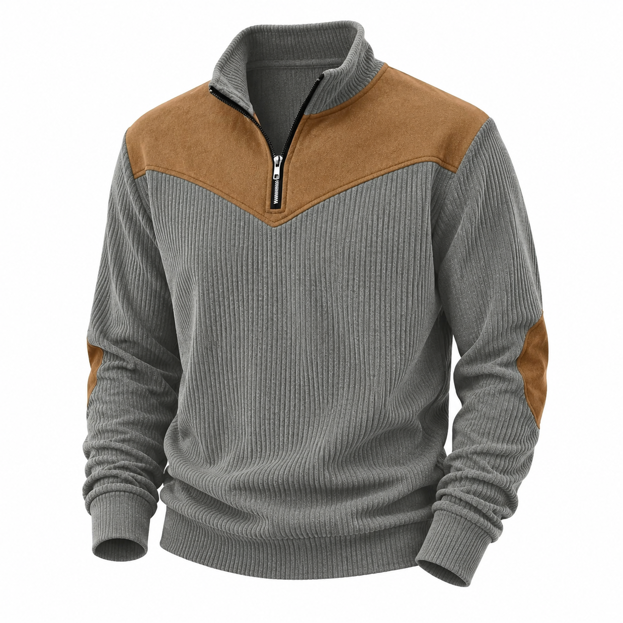 Corduroy Quarter Zip Colorblock Sweatshirt