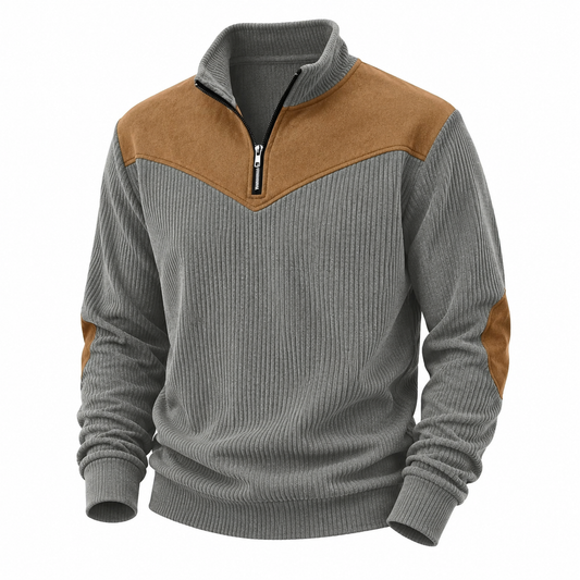 Corduroy Quarter Zip Colorblock Sweatshirt