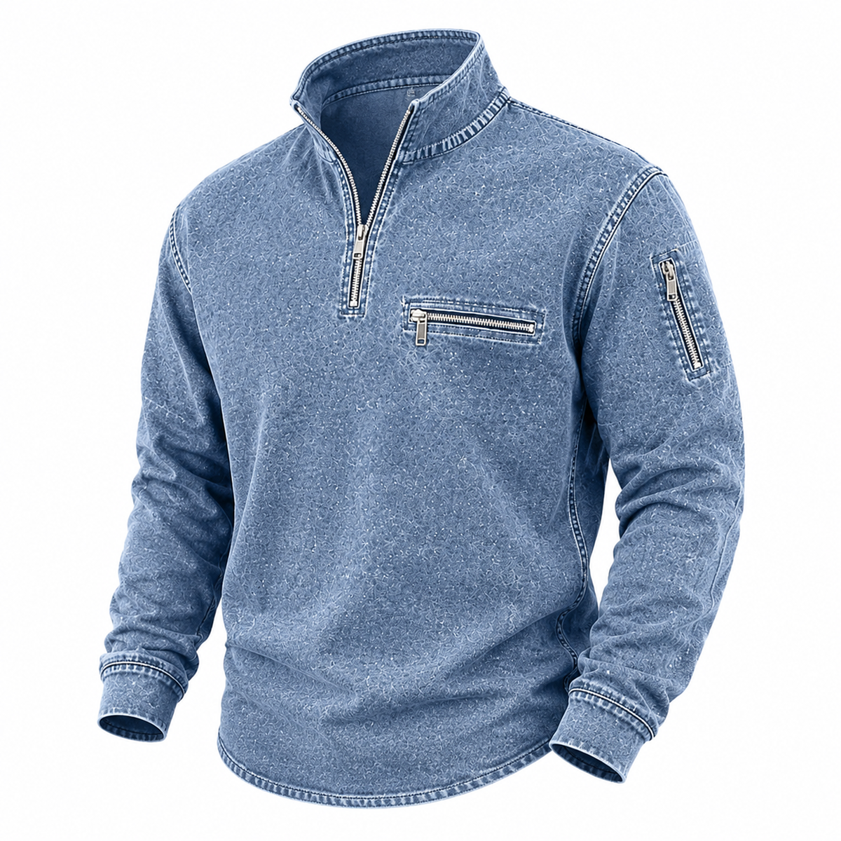 Vintage Washed Cotton Zipped Polo