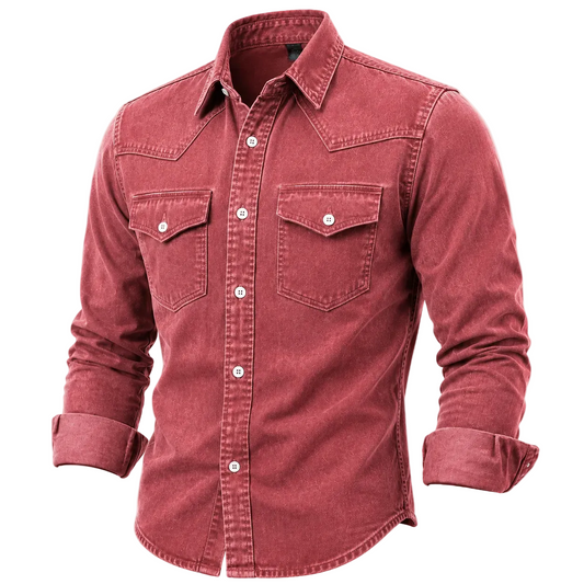 Vintage Washed Cotton Denim Work Shirt