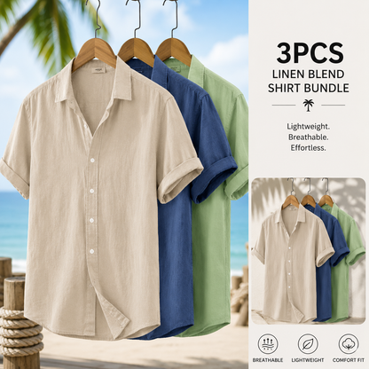 3-Pack Men's Cotton Linen Shirts