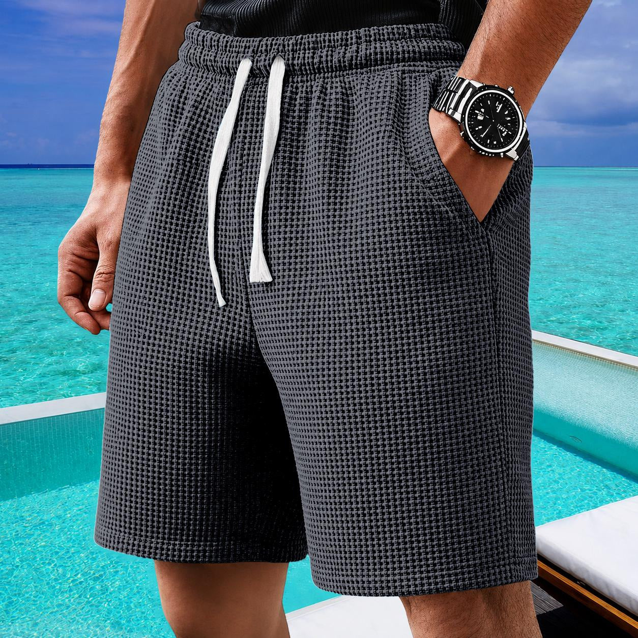 Lightweight Waffle Shorts-Comfortable Summer Wear