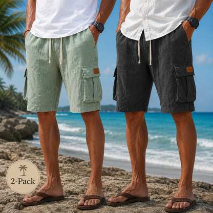 2-Pack Linen Shorts with Pockets