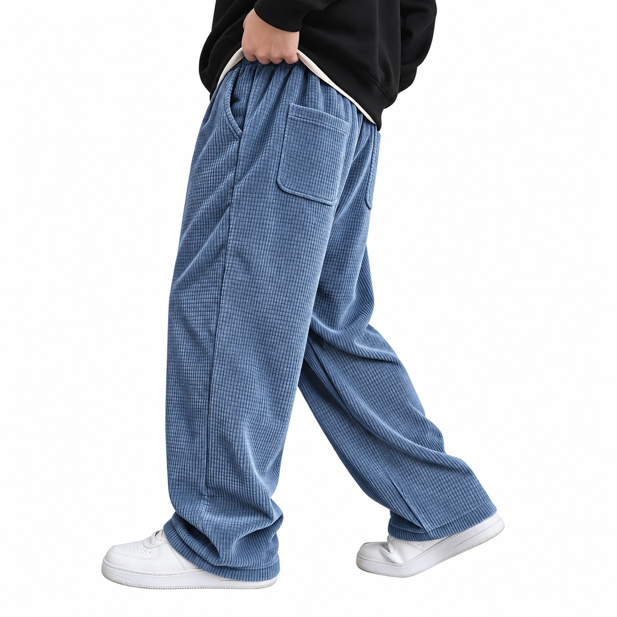 Textured Waffle Pants With Pockets