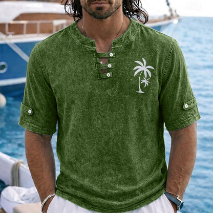 100% Cotton Hawaii Washed Henley T-Shirt