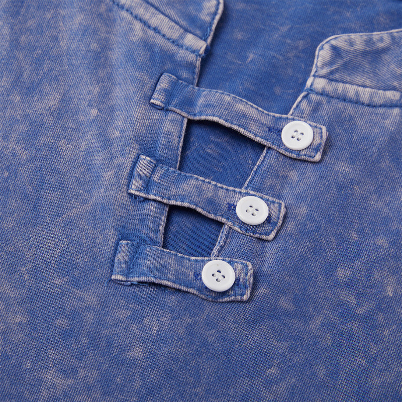 100% Cotton Hawaii Washed Henley T-Shirt