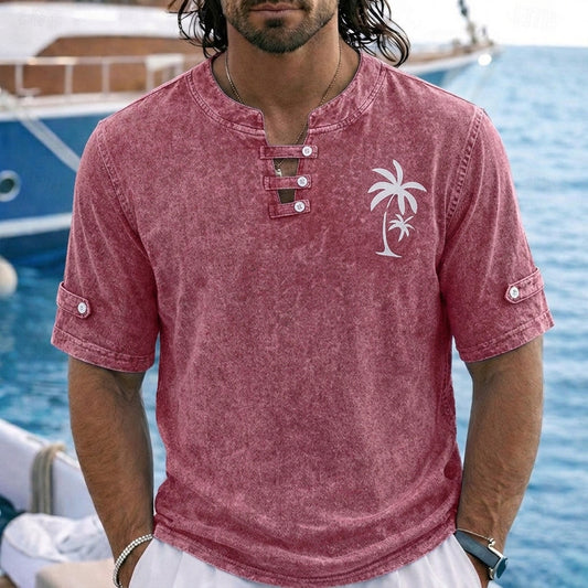 100% Cotton Hawaii Washed Henley T-Shirt