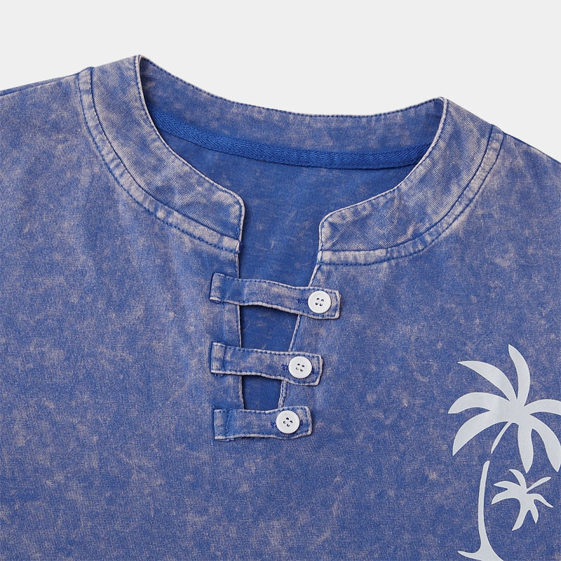 100% Cotton Hawaii Washed Henley T-Shirt