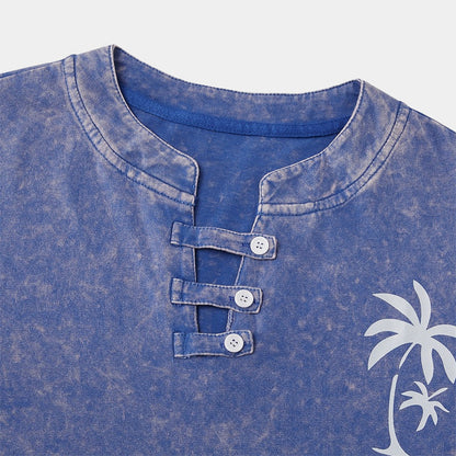 100% Cotton Hawaii Washed Henley T-Shirt