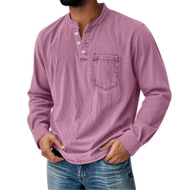 Comfort Washed 100% Cotton Henley T-Shirt
