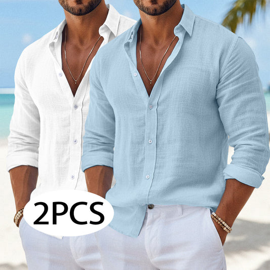 2 PCS Men's Linen Summer Shirts
