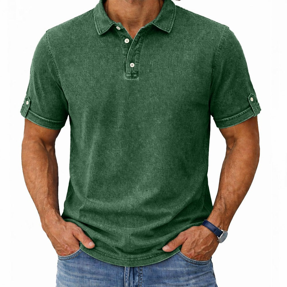 100% Cotton Acid Wash Polo Shirt