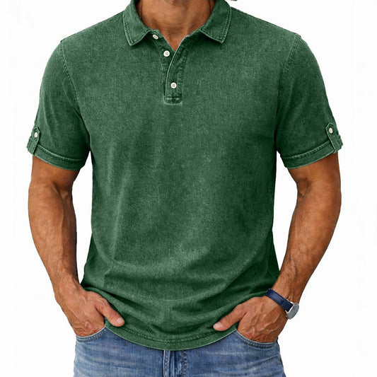 100% Cotton Acid Wash Polo Shirt