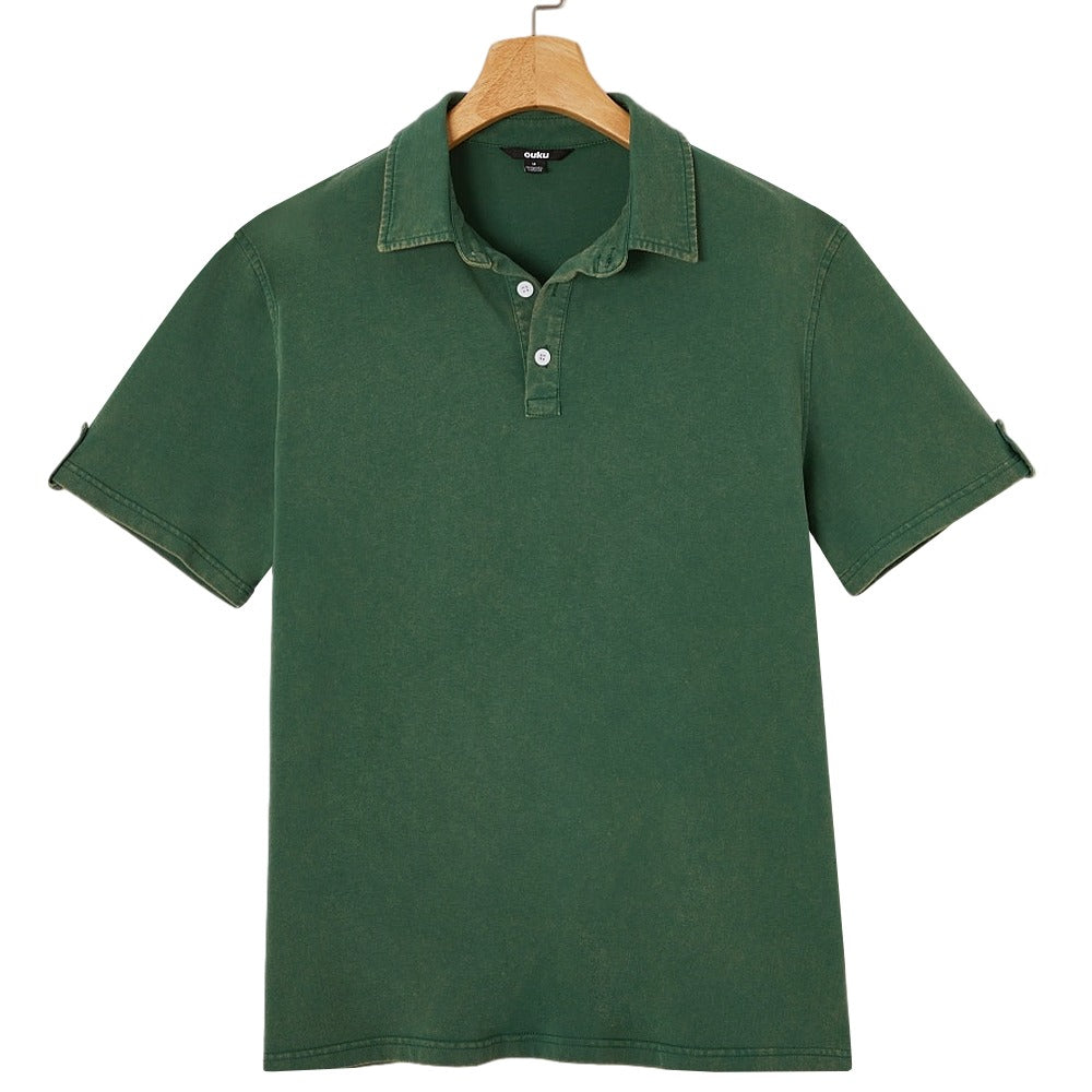 100% Cotton Acid Wash Polo Shirt