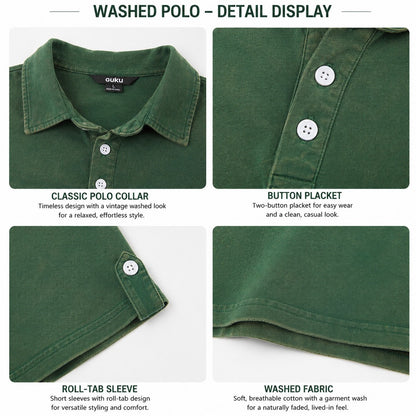 100% Cotton Acid Wash Polo Shirt