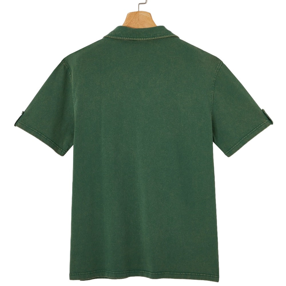 100% Cotton Acid Wash Polo Shirt