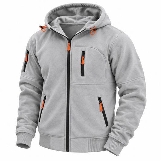 Men's Fleece Zip-Up Hoodie with Utility Pockets