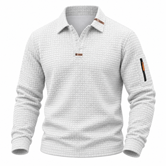 Lapel Textured Waffle Polo Shirt