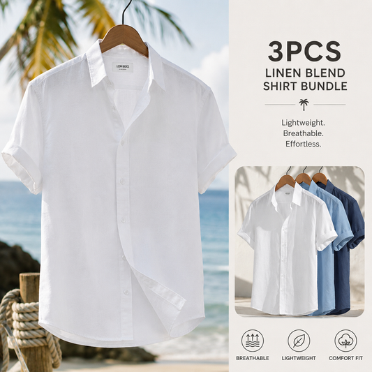 3PCS Set Men's Cotton Linen Shirt