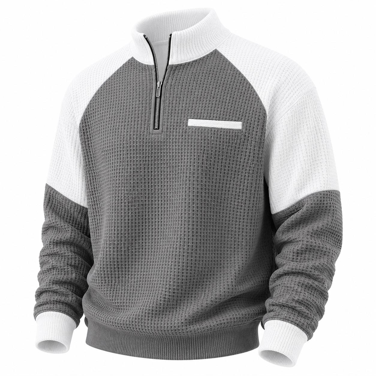 Colorblock Banded Collar Waffle Polo