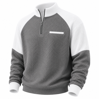 Colorblock Banded Collar Waffle Polo