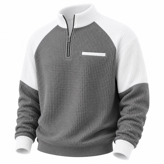 Colorblock Banded Collar Waffle Polo