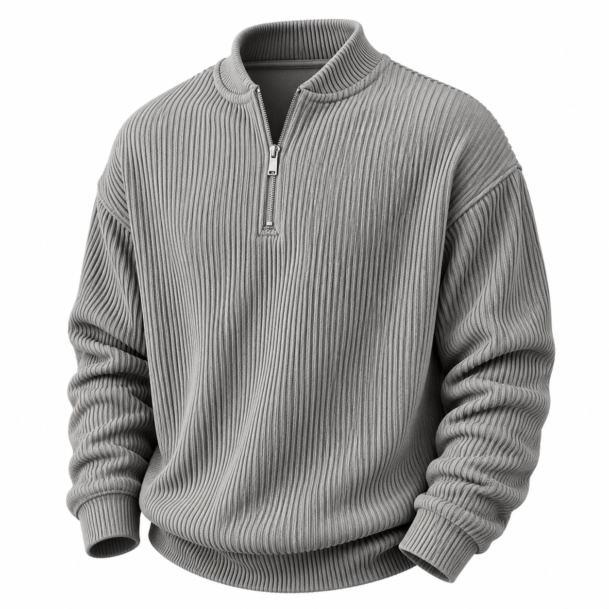 Soft Zipped Corduroy Henley Shirt