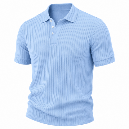 Men's Textured Rib Knit Polo Shirt