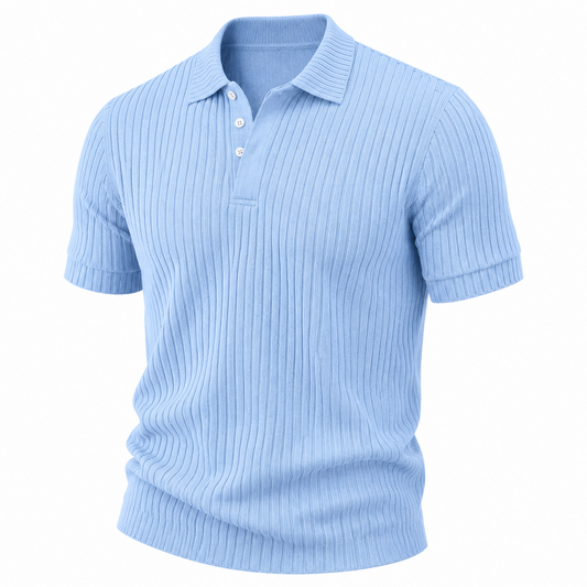 Men's Textured Rib Knit Polo Shirt