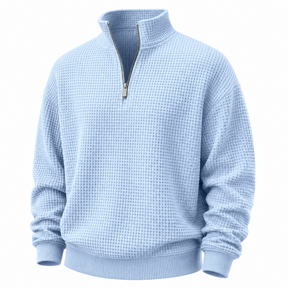 Textured Quarter Zip Waffle Polo