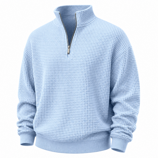Textured Quarter Zip Waffle Polo