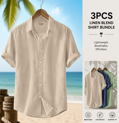 3-Pack Men's Cotton Linen Shirts