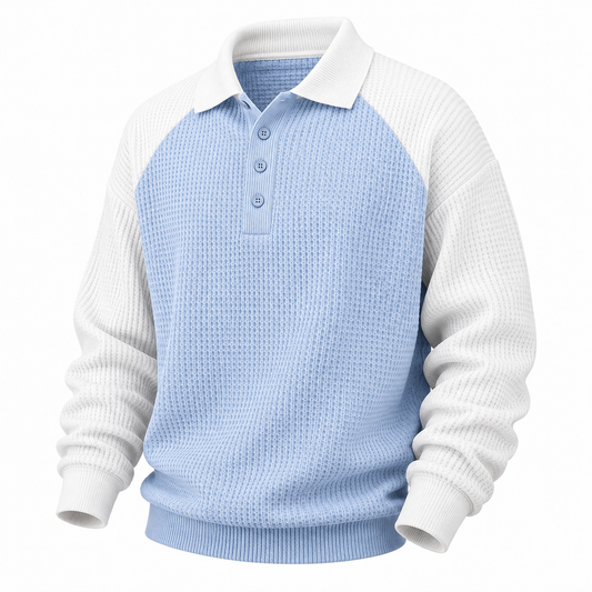 Colorblock Waffle Polo Shirts