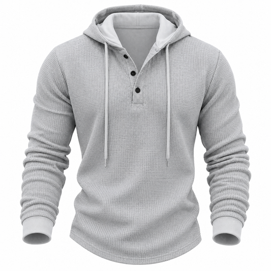 Textured Waffle Hooded Henley