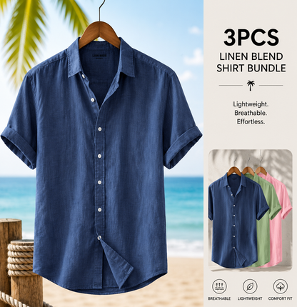 3-Pack Men's Cotton Linen Shirts