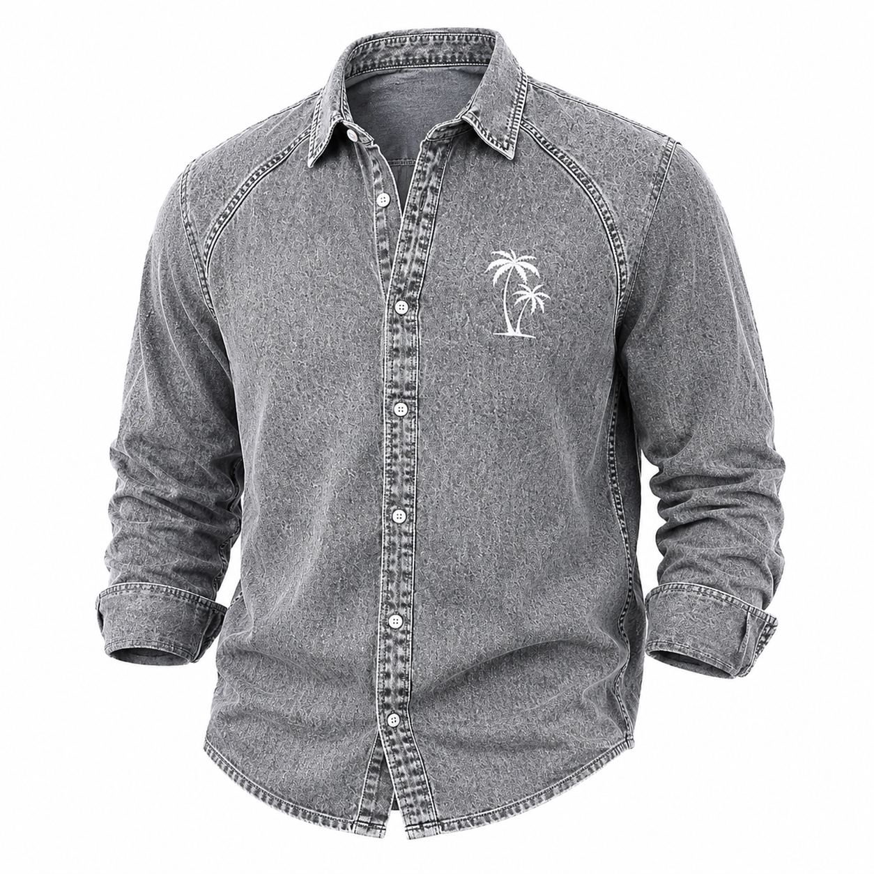Comfort Palm Tree Washed Cotton Shirt