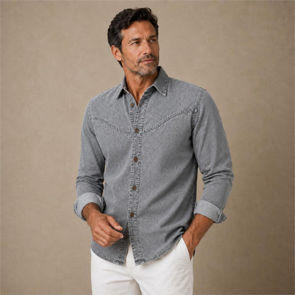 Broken-In Cotton Denim Shirt
